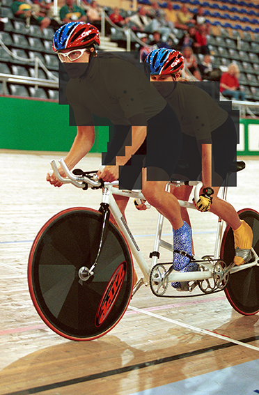Tania Modra and Sarnya Parker (AUS) action Cycling Track 2000 Sy